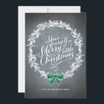 Chalkboard Wreath Green Ribbon Holiday Card Feestdagenkaart<br><div class="desc">This Rustic Chalkboard Holiday card is perfect for a nostalgic yet modern holiday greeting and is designed exclusively for Zazzle. Printed green ribbon accent adorns the holiday wreath with white script typography. Add an Envelopments Holiday Stamp from our extensive postage collection to match perfectly with your greeting. Envelopments envelopes, liners...</div>
