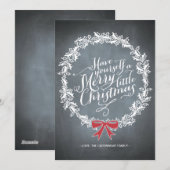 Chalkboard Wreath Red Ribbon Holiday Card Feestdagenkaart (Voorkant / Achterkant)