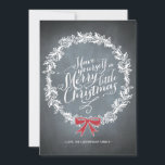 Chalkboard Wreath Red Ribbon Holiday Card Feestdagenkaart<br><div class="desc">This Rustic Chalkboard Holiday card is perfect for a nostalgic yet modern holiday greeting and is designed exclusively for Zazzle. Printed red ribbon accent adorns the holiday wreath with white script typography. Add an Envelopments Holiday Stamp from our extensive postage collection to match perfectly with your greeting. Envelopments envelopes, liners...</div>