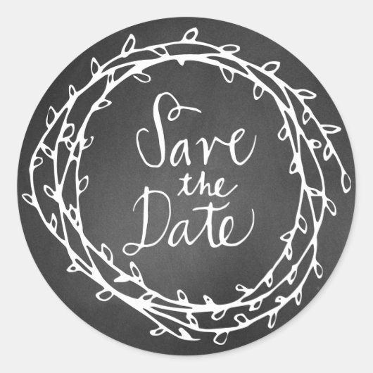 Chalkboard Wreath Wedding Save the Date Sticker (Voorkant)