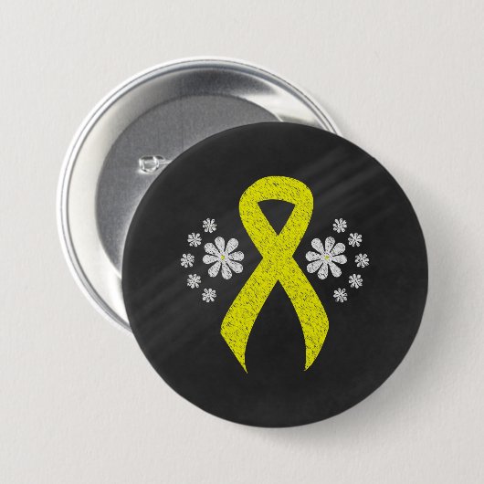 Chalkboard Yellow Awareness Ribbon Ronde Button 7,6 Cm (Voorkant /achterkant)