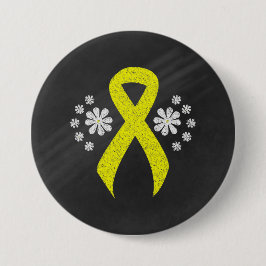 Chalkboard Yellow Awareness Ribbon Ronde Button 7,6 Cm