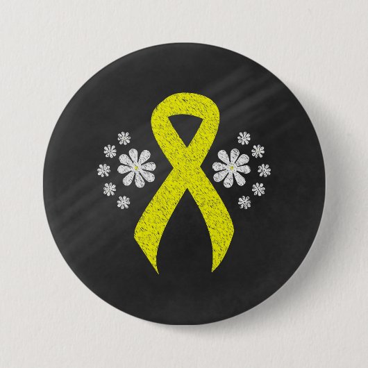 Chalkboard Yellow Awareness Ribbon Ronde Button 7,6 Cm (Voorkant)