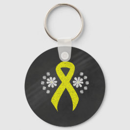 Chalkboard Yellow Awareness Ribbon Sleutelhanger
