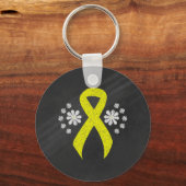 Chalkboard Yellow Awareness Ribbon Sleutelhanger (Voorkant)