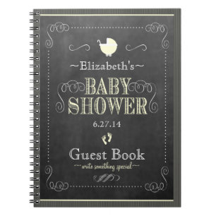  Chalkboard Yellow Baby shower Guest Book- Notitieboek
