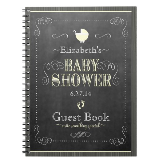  Chalkboard Yellow Baby shower Guest Book- Notitieboek (Voorkant)