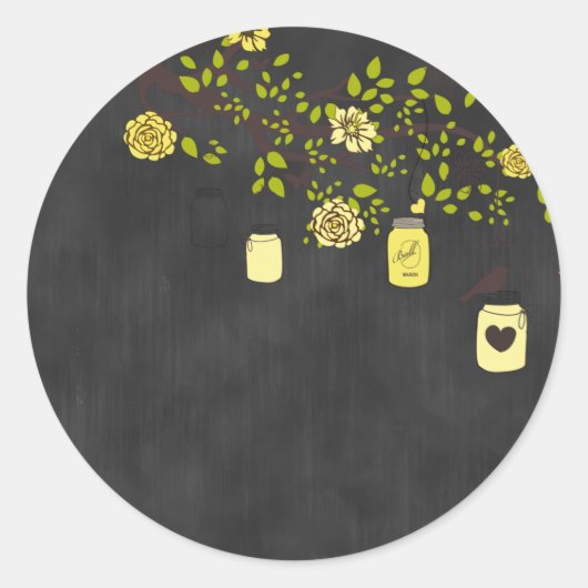 Chalkboard Yellow Mason Jar Sticker (Voorkant)