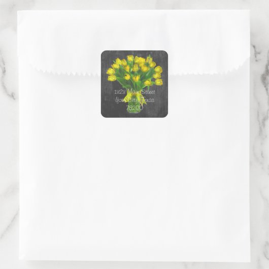 Chalkboard Yellow Tulips Address Label (Tas)