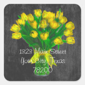 Chalkboard Yellow Tulips Address Label (Voorkant)