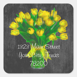 Chalkboard Yellow Tulips Address Label
