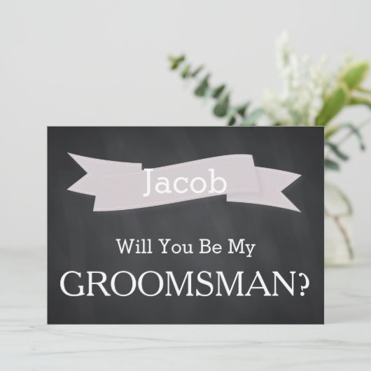 Chalkboard zal u onze Groomsman zijn Kaart (Staand voorkant)