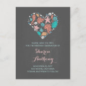 Chalkboard zee Heart Beach bruiloft Bewaar de datu Aankondigingskaart (Voorkant)