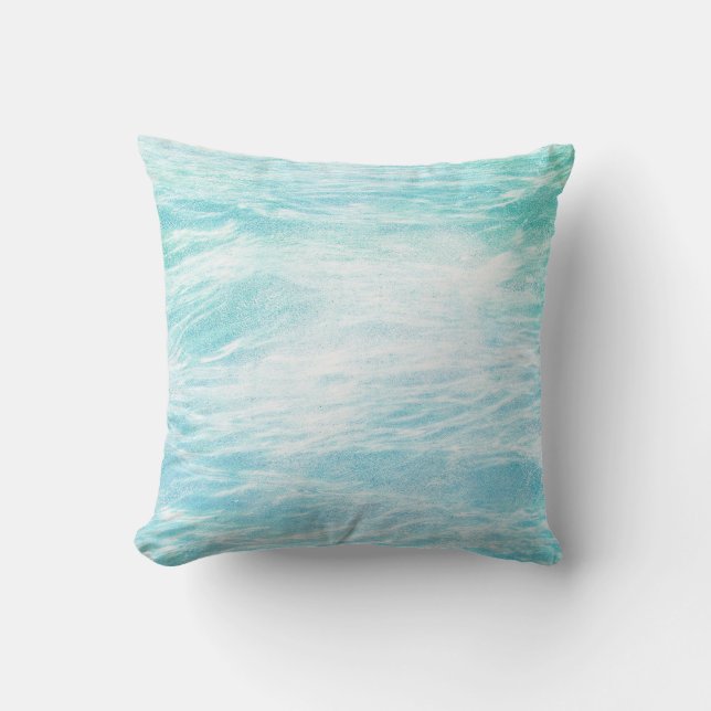 Chalkboard Zee Water Blue Grungy Ocean Waves Kussen (Voorkant)