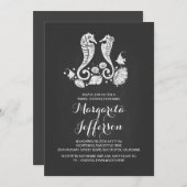 Chalkboard zeepaardjes strand vrijgezellenfeest no kaart (Voorkant / Achterkant)