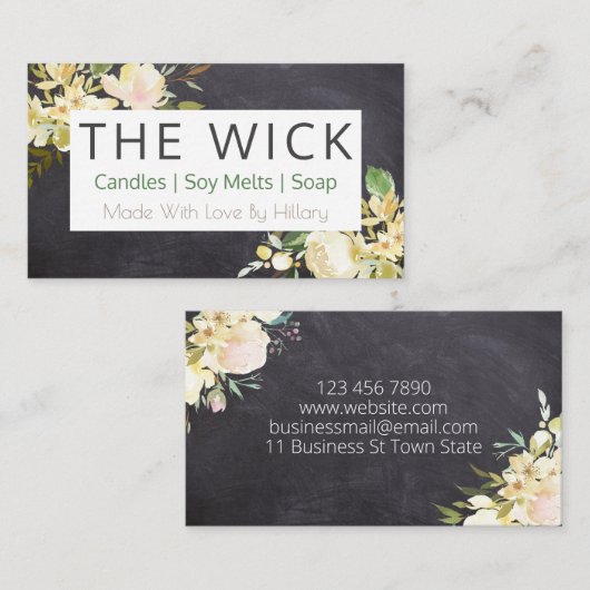 Chalkboard-zeepkaars Zonnewaxsmelt en doe-het-zelf Visitekaartje (Voorkant / Achterkant)