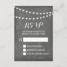 Chalkboard Zomer String Licht Bruiloft RSVP Kaartje