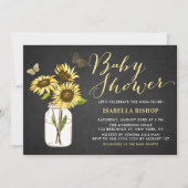 Chalkboard zonnebloemen in het Baby shower Mason J Kaart (Voorkant)