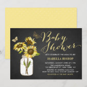 Chalkboard zonnebloemen in het Baby shower Mason J Kaart (Voorkant / Achterkant)