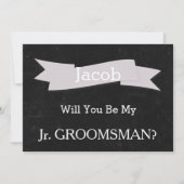 Chalkboard zult u onze JR Groomsman-uitnodiging zi Kaart (Voorkant)