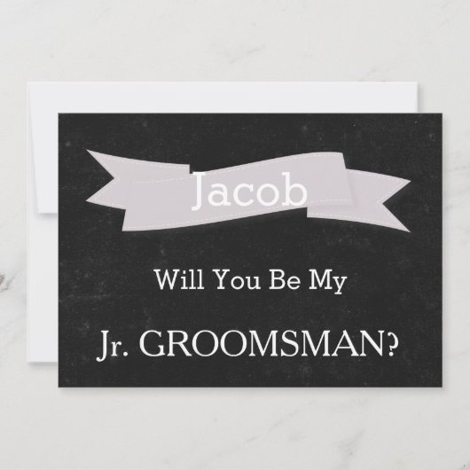 Chalkboard zult u onze JR Groomsman-uitnodiging zi Kaart (Voorkant)