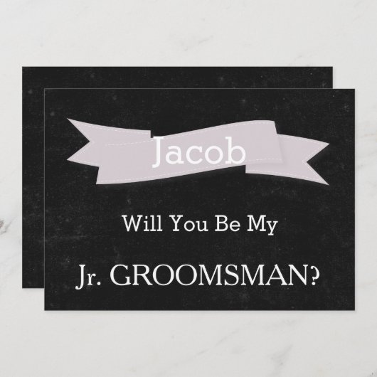 Chalkboard zult u onze JR Groomsman-uitnodiging zi Kaart (Voorkant / Achterkant)