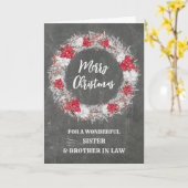 Chalkboard Zuster & Broer in Recht Vrolijk Kerstfe Kaart (Gele Bloem)