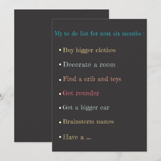 Chalkboard zwangerschapsaankondigingskaart aankondiging (Voorkant / Achterkant)