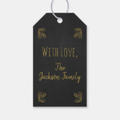 Chalkboard zwart en goud met afbeelding kerst cadeaulabel (Achterkant)