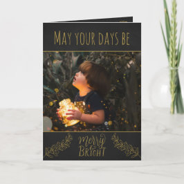 Chalkboard zwart en goud met afbeelding kerst kaart
