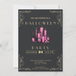 Chalkboard Zwart en Goud Roze Kaarsen Halloween Kaart