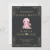 Chalkboard Zwart en Goud Roze Mummy Halloween Kaart (Voorkant)