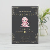 Chalkboard Zwart en Goud Roze Mummy Halloween Kaart (Staand voorkant)