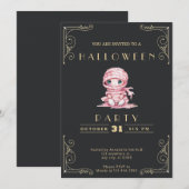 Chalkboard Zwart en Goud Roze Mummy Halloween Kaart (Voorkant / Achterkant)