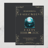 Chalkboard Zwart & Goud Crystal Ball Halloween Kaart (Voorkant / Achterkant)