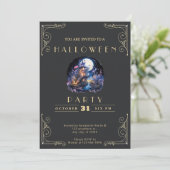 Chalkboard Zwart & Goud Elfin Home Halloween Kaart (Staand voorkant)
