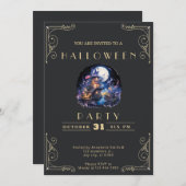 Chalkboard Zwart & Goud Elfin Home Halloween Kaart (Voorkant / Achterkant)