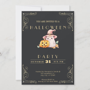 Chalkboard Zwart & Goud Ghost Halloween Kaart