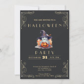 Chalkboard Zwart & Goud Ghost Witch Pet Halloween Kaart (Voorkant)