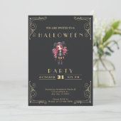 Chalkboard Zwart & Goud Gotisch Meisje Halloween Kaart (Staand voorkant)