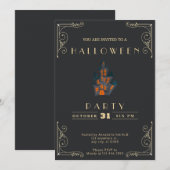 Chalkboard Zwart & Goud Haunted House Halloween Kaart (Voorkant / Achterkant)