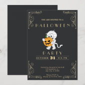 Chalkboard Zwart & Goud Mummy & Pompoen Halloween Kaart (Voorkant / Achterkant)