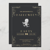 Chalkboard Zwart & Goud Running Mummy Halloween Kaart (Voorkant / Achterkant)