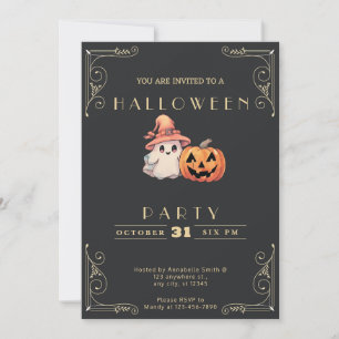 Chalkboard Zwart & Goud Schattige Ghost Halloween Kaart