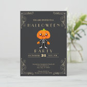 Chalkboard Zwart & Goud Schattige Pumpkinhead Hall Kaart (Staand voorkant)