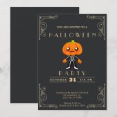 Chalkboard Zwart & Goud Schattige Pumpkinhead Hall Kaart (Voorkant / Achterkant)