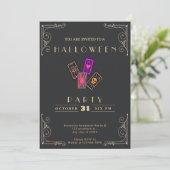 Chalkboard Zwart & Goud Tarot Kaarten Halloween (Staand voorkant)