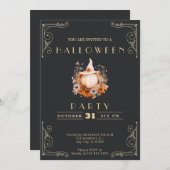 Chalkboard Zwart & Goud Wit Pompoen Halloween Kaart (Voorkant / Achterkant)