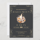 Chalkboard Zwart & Goud Witch's Pet Halloween Kaart (Voorkant)