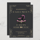 Chalkboard Zwart & Goud Zwart Kaarsen Halloween Kaart (Voorkant / Achterkant)